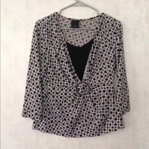 Geometric shaped white and black top